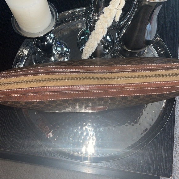 Authentic Vintage Celine Brown Macadam PVC Canvas and Leather Clutch Bag Large - Picture 4 of 13